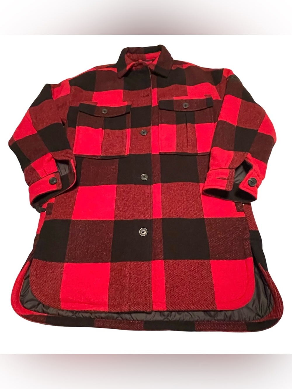 Eddie Bauer Wool Blend Buffalo Plaid Button-Up Jacket